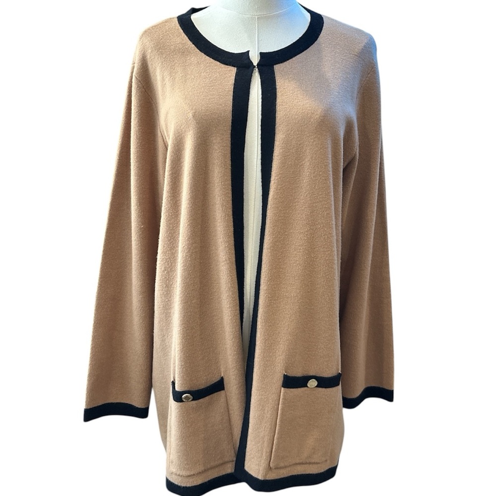 Anne Klein Camel/Black Cardigan Size Large